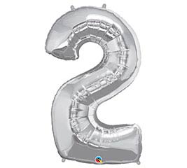 34" Silver Number 2 Foil Balloon