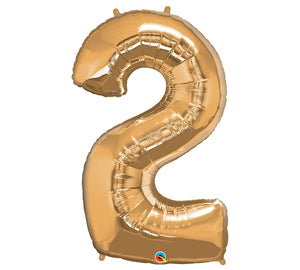 34" Gold Number 2 Foil Balloon