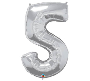 34" Silver Number 5 Foil Balloon