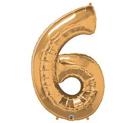 34" Gold Number 6 Foil Balloon