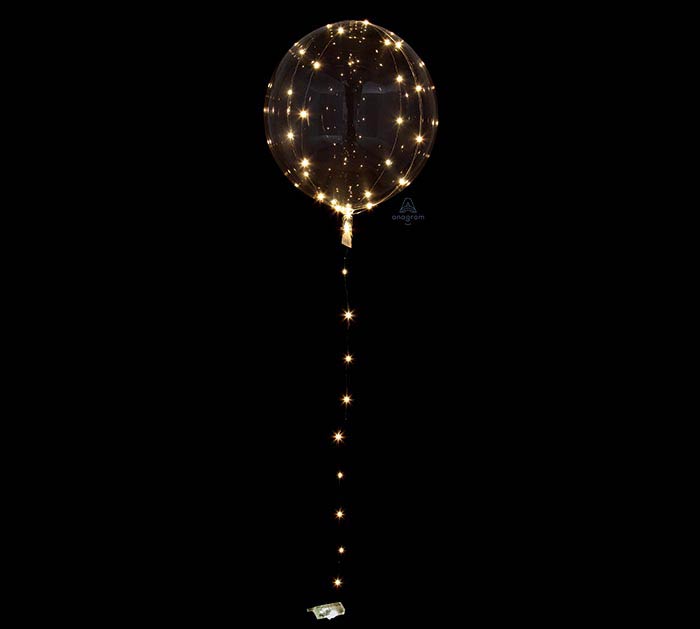 18” White Light Crystal Clearz Decorative Balloon With Light String