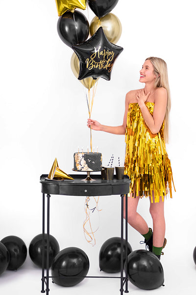 Happy Birthday Black Foil Balloon