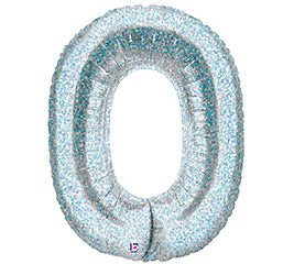 34” Holographic Number 0 Megaloom Foil Balloon