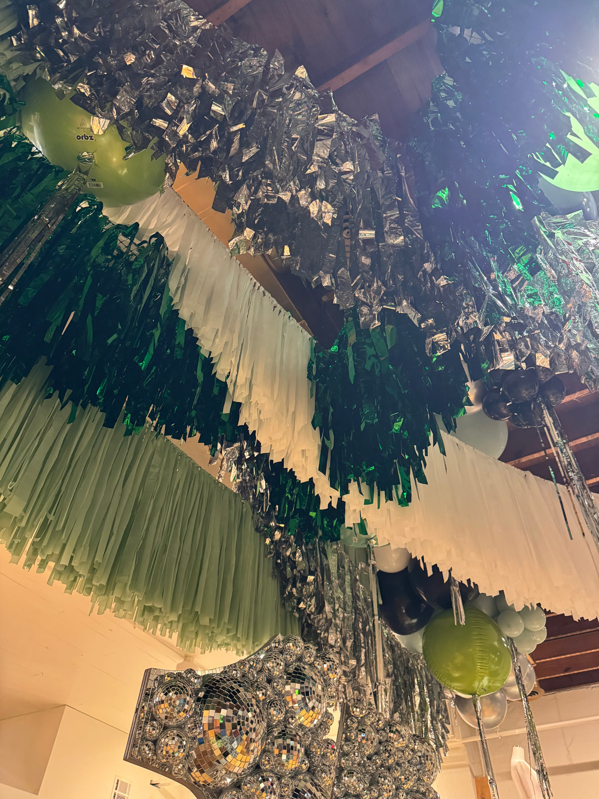 Fringe Ceiling Garland Rental – Reusable Streamer Backdrop for Events & Parties