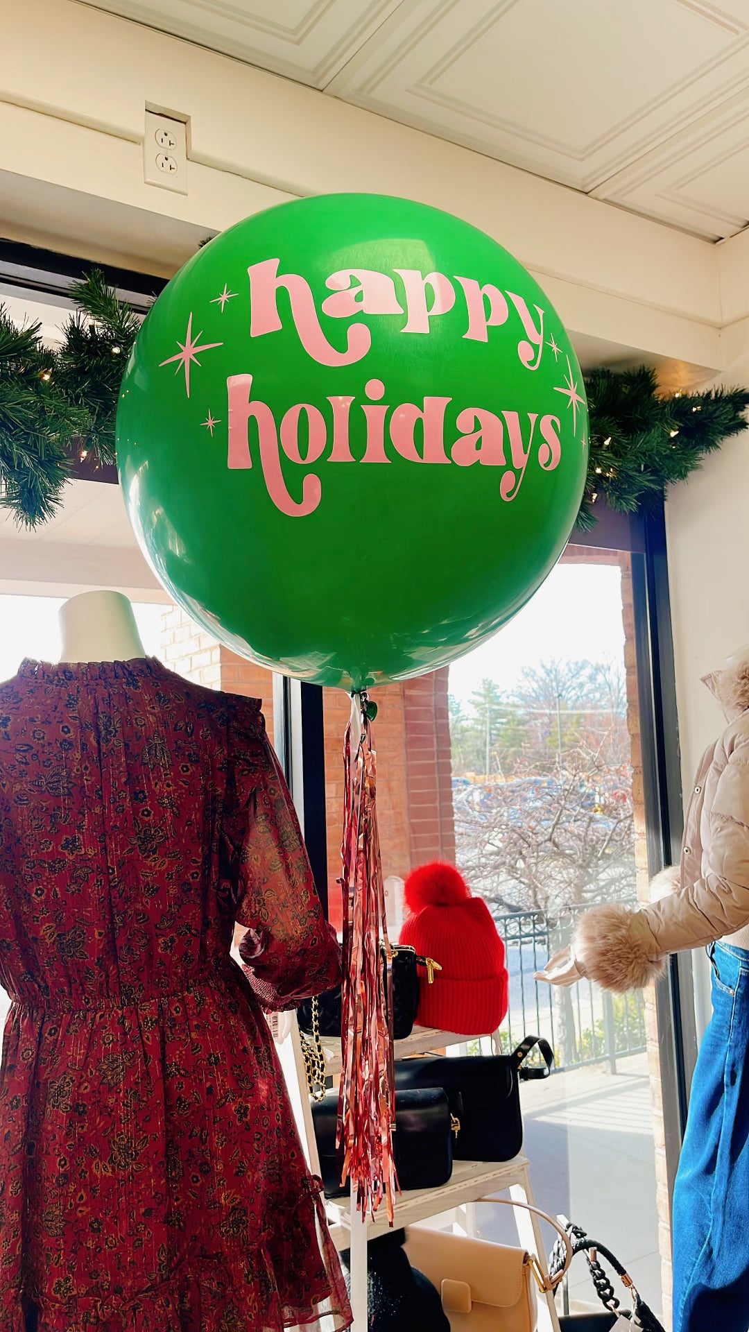 Custom Jumbo Helium Balloon + tinsel tassel tail
