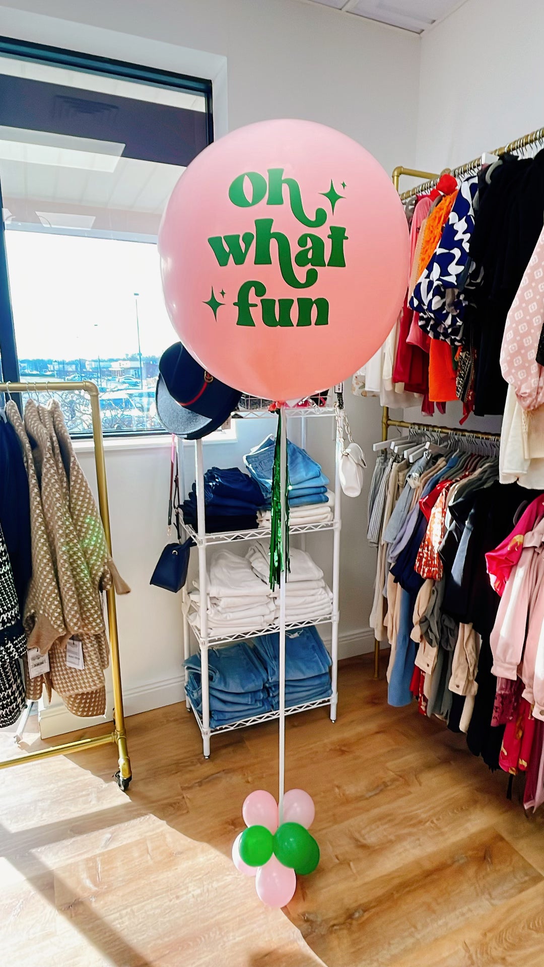Custom Jumbo Helium Balloon + tinsel tassel tail