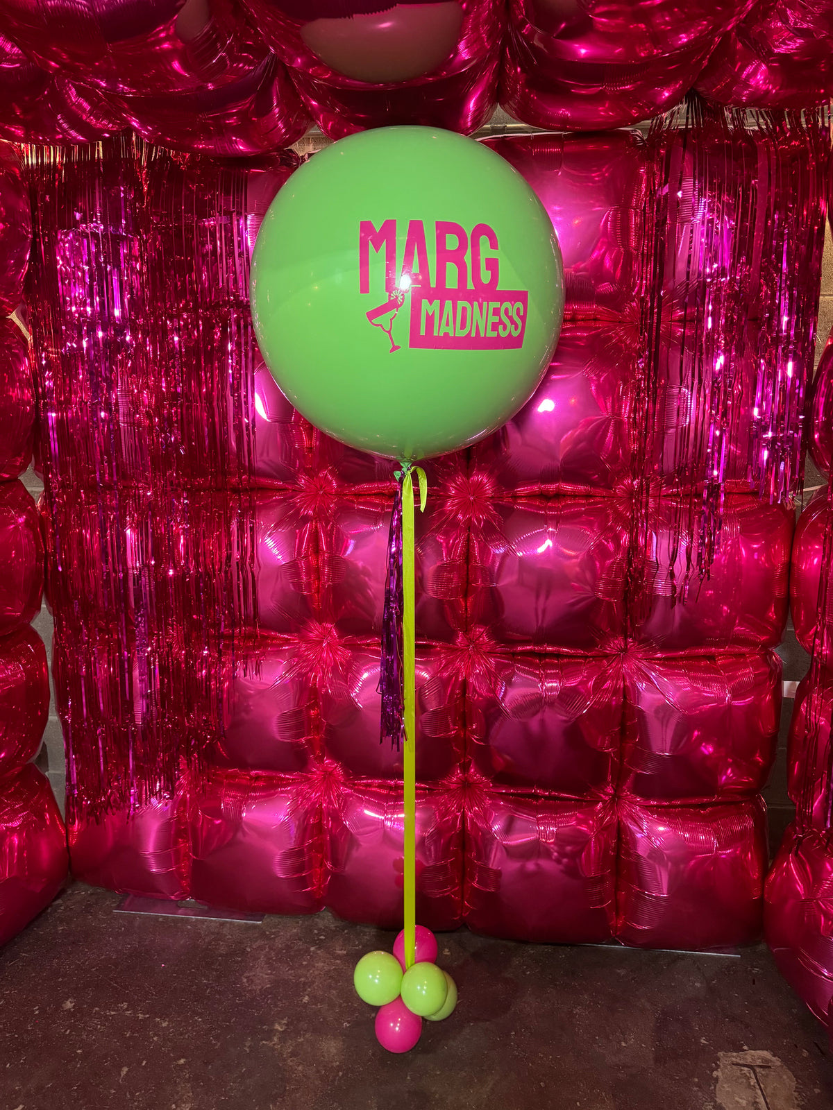 Custom Jumbo Helium Balloon + tinsel tassel tail
