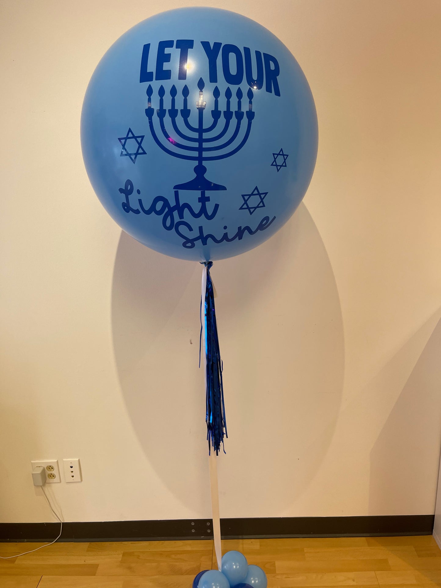 Custom Jumbo Helium Balloon + tinsel tassel tail