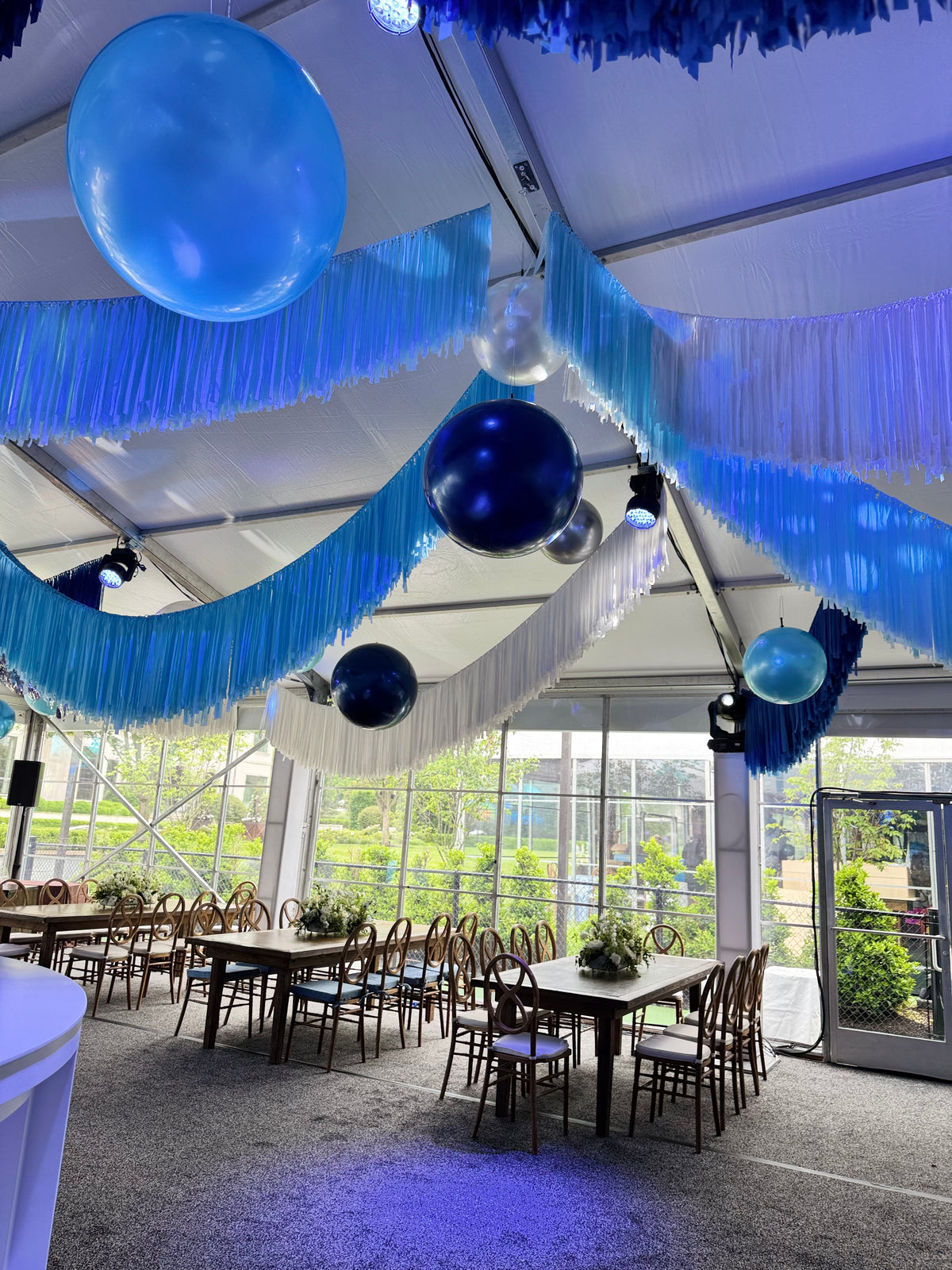Fringe Ceiling Garland Rental – Reusable Streamer Backdrop for Events & Parties