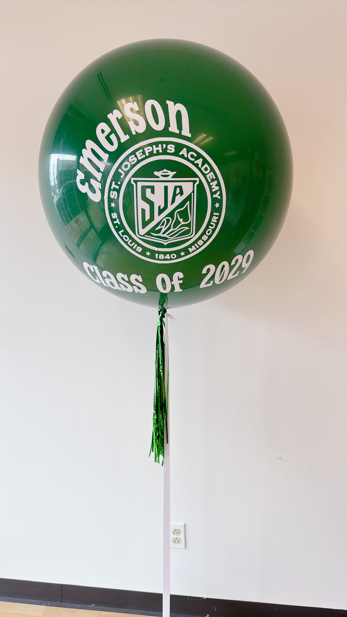 Custom Jumbo Helium Balloon + tinsel tassel tail