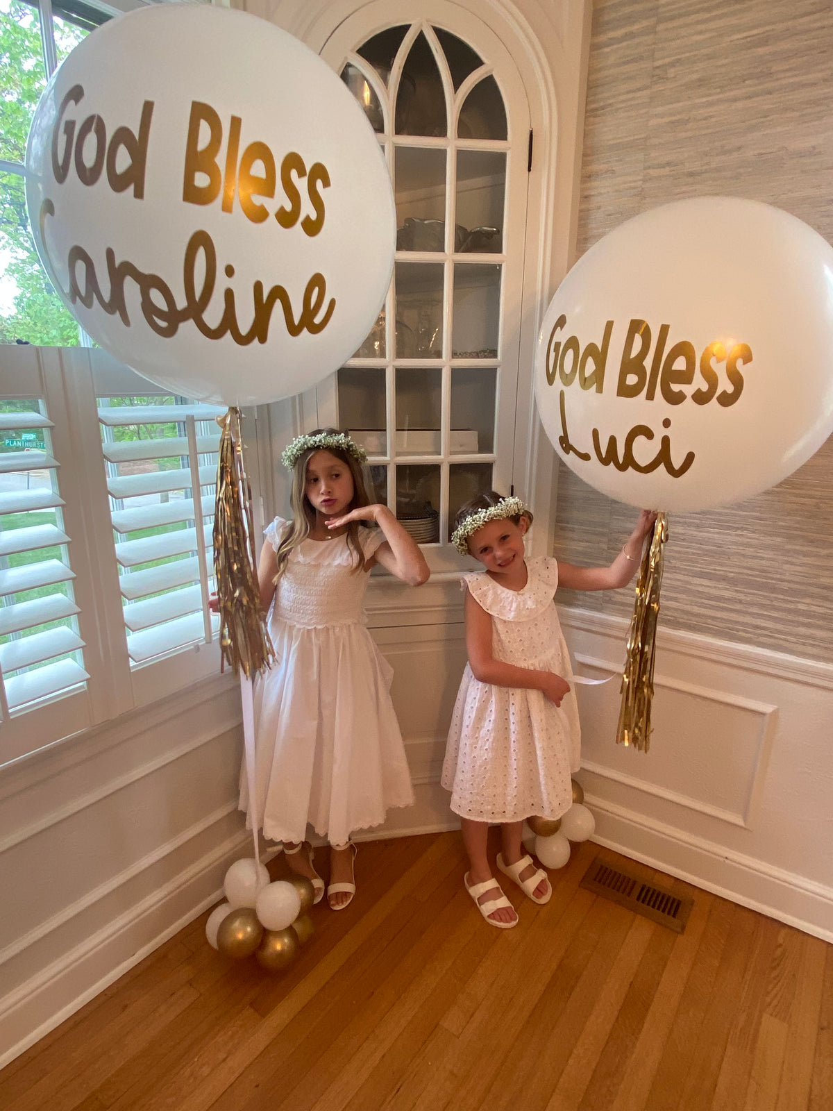 Custom Jumbo Helium Balloon + tinsel tassel tail
