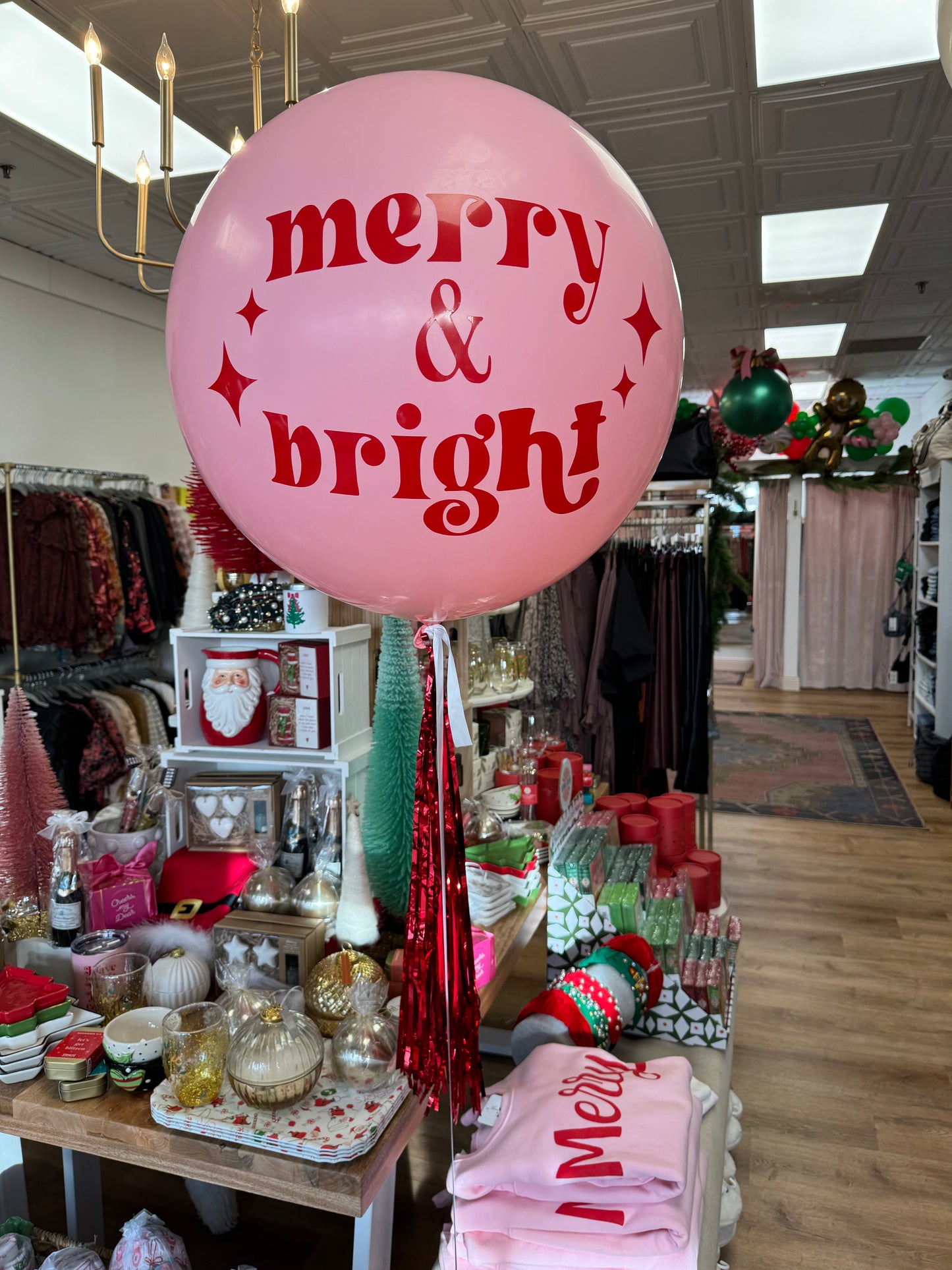 Custom Jumbo Helium Balloon + tinsel tassel tail