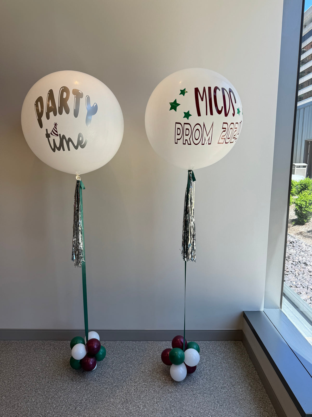 Custom Jumbo Helium Balloon + tinsel tassel tail