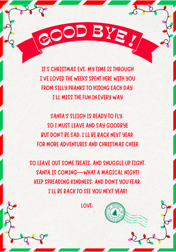 “Goodbye for Now” Elf on the Shelf Printable