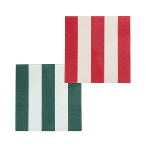 Red and Pink Green and Mint Striped Cocktail Napkin Set