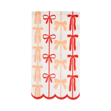 Red and Pink Bow Stripes Dinner Napkin