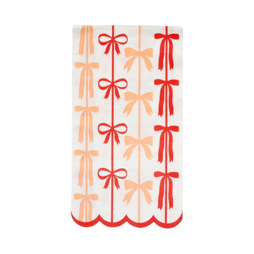 Red and Pink Bow Stripes Dinner Napkin