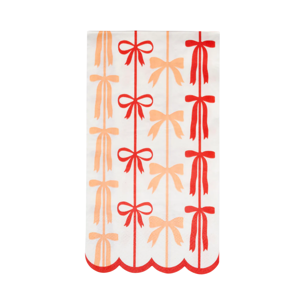 Red and Pink Bow Stripes Dinner Napkin