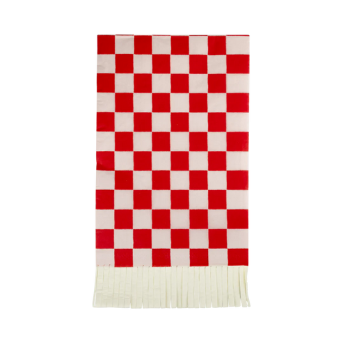 Red and Pink Checked Fringed Paper Dinner Napkins