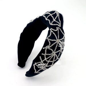 PRESALE Black Velvet Crystal Spiderweb Headband