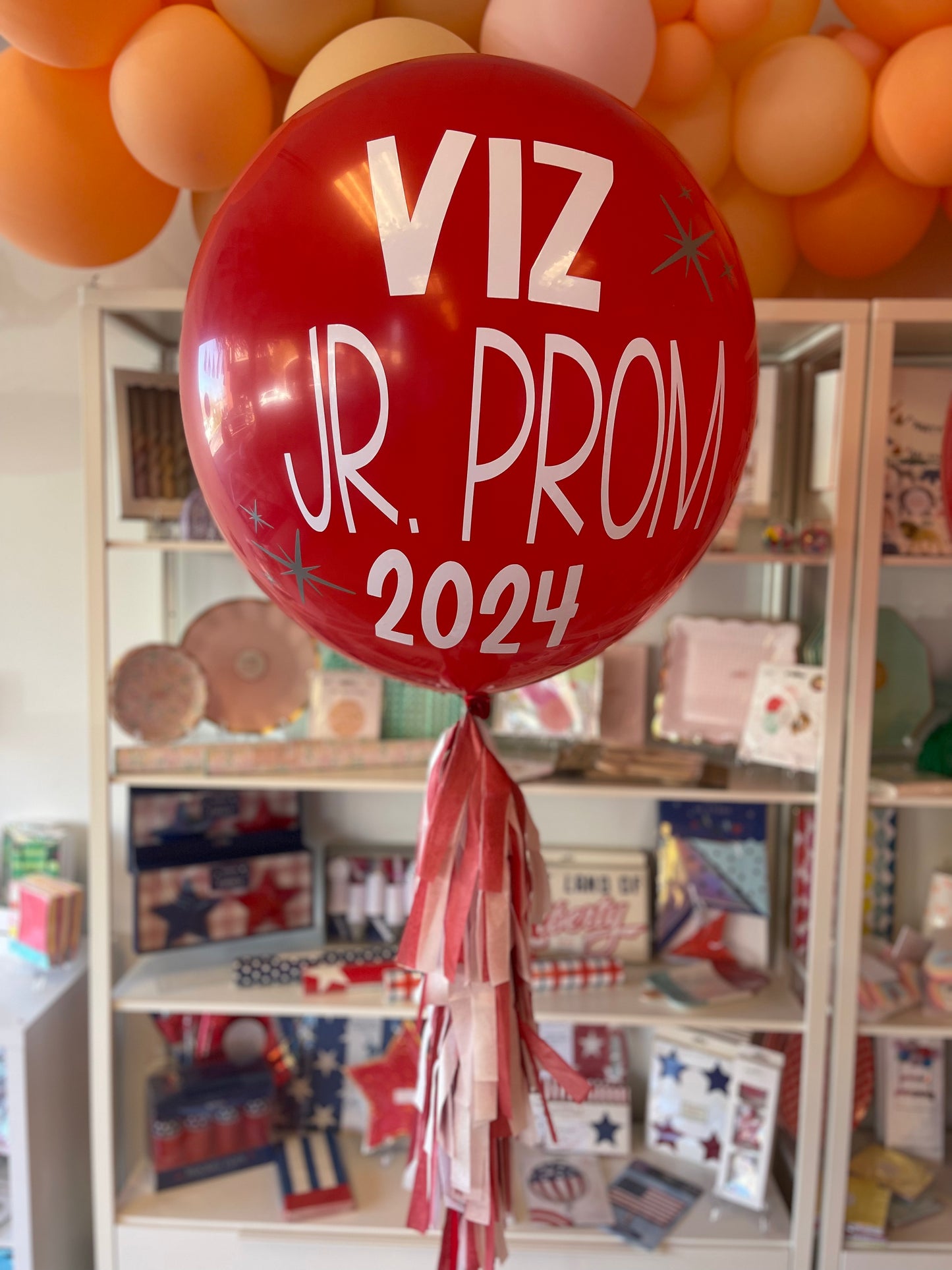 Custom Helium Jumbo Balloon + Paper Tassel Tail