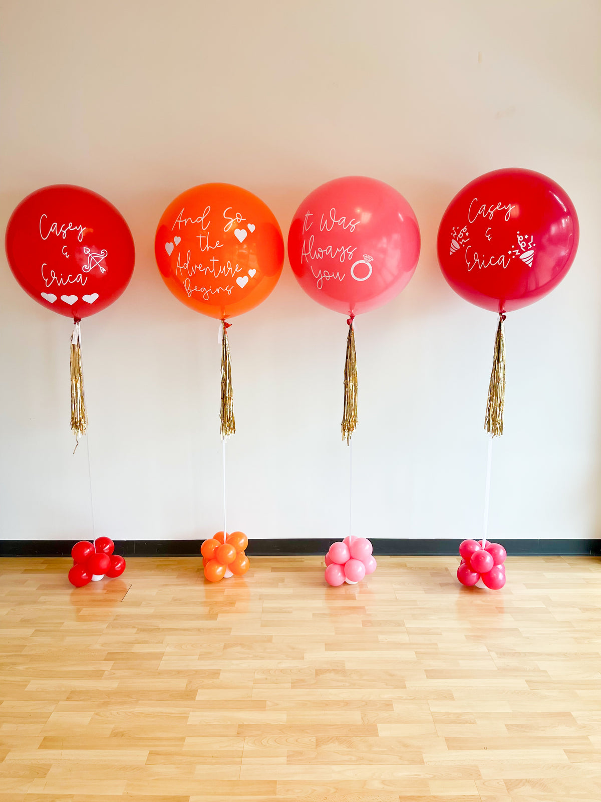 Custom Jumbo Helium Balloon + tinsel tassel tail