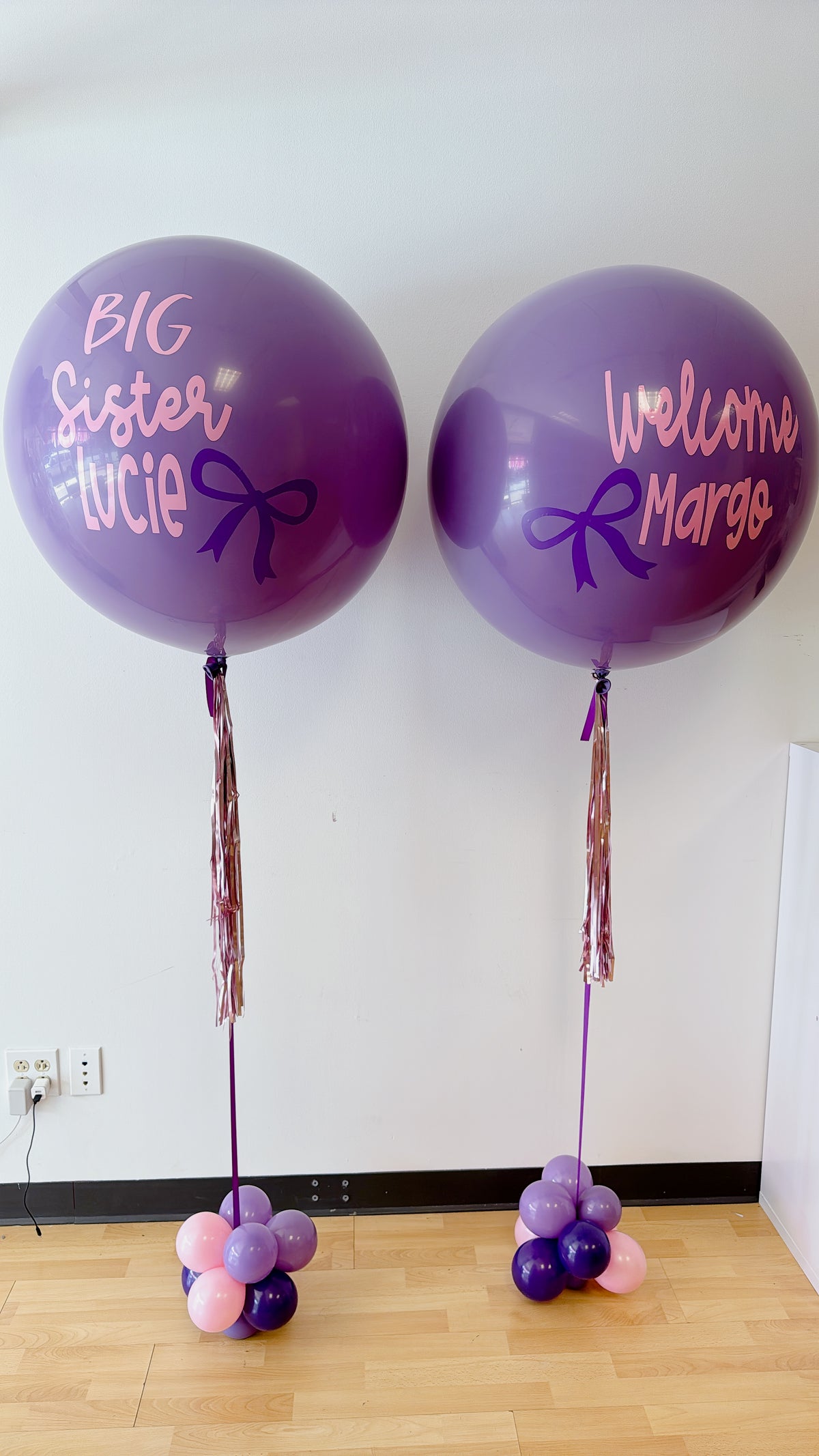 Custom Jumbo Helium Balloon + tinsel tassel tail