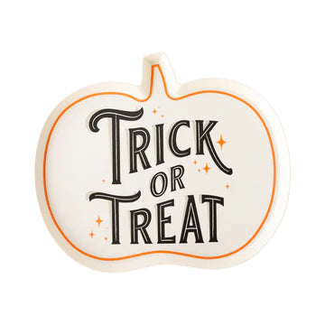 Trick or Treat Pumpkin Shaped Bamboo Tray