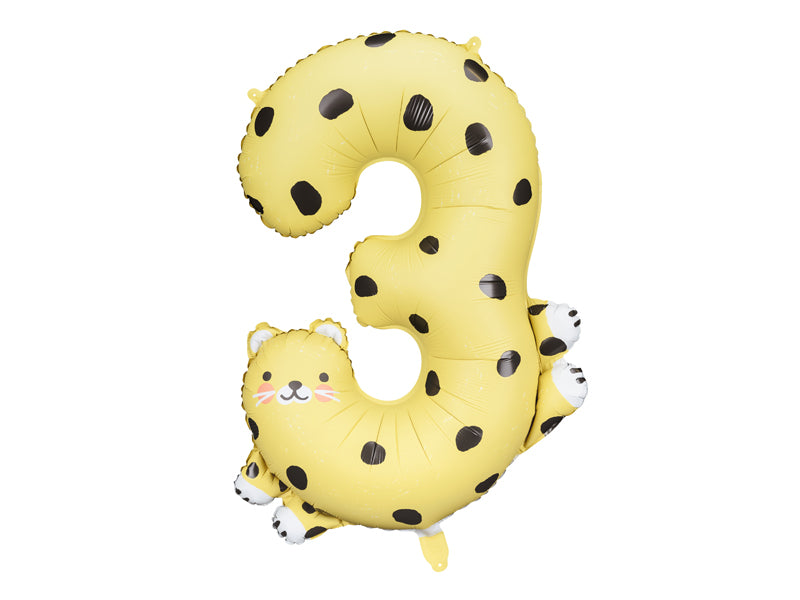Cheetah Number 3 Foil Balloon
