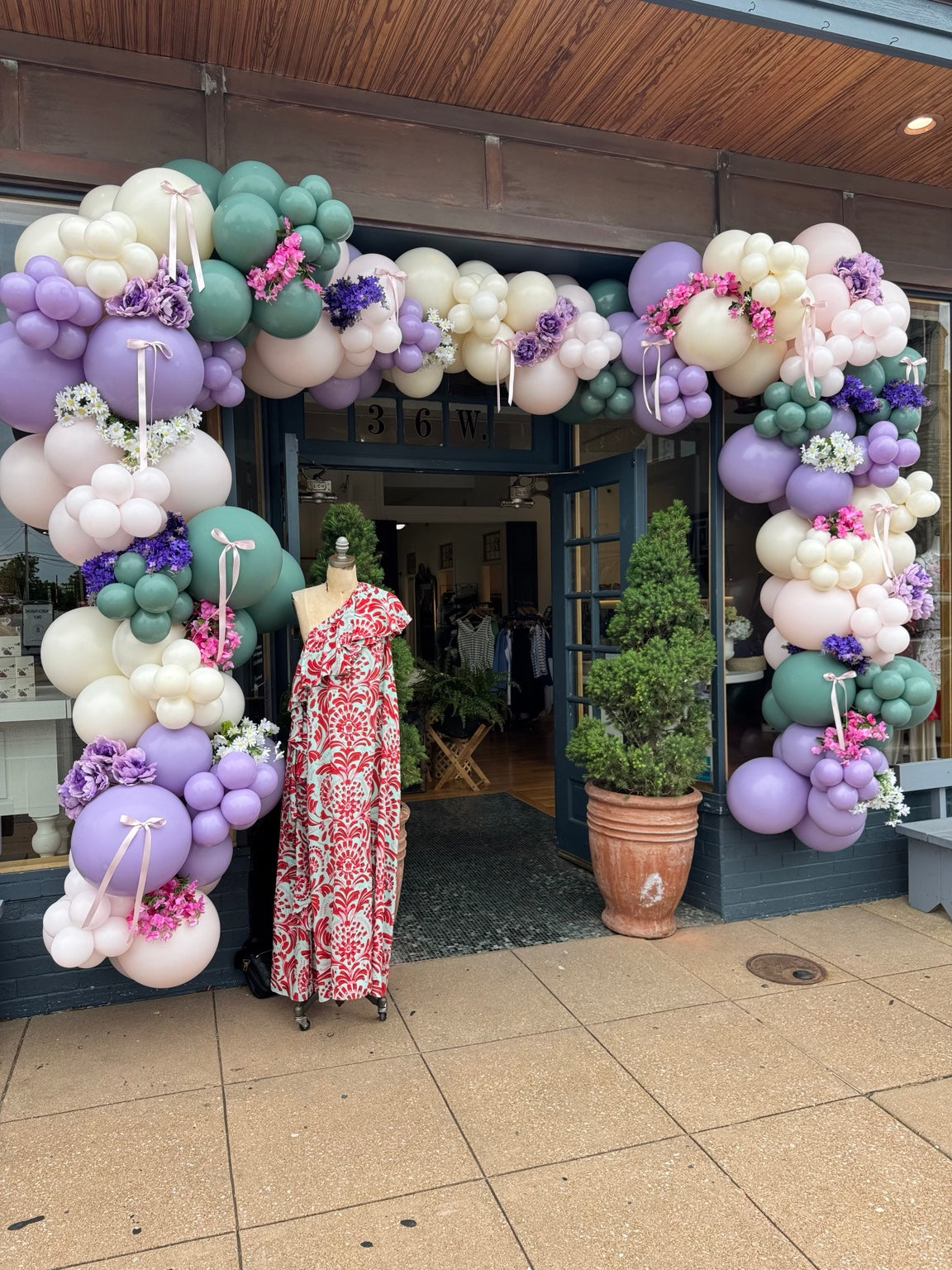 Floral balloon installation at Paisley boutique