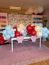 Red light blue and ivory grab-and-go balloon garland example
