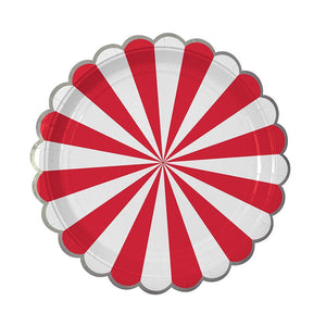 Red Fan Stripe Plates