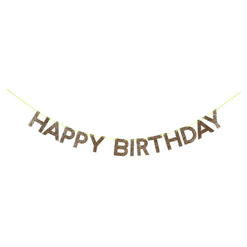 Gold Glitter Happy Birthday Banner
