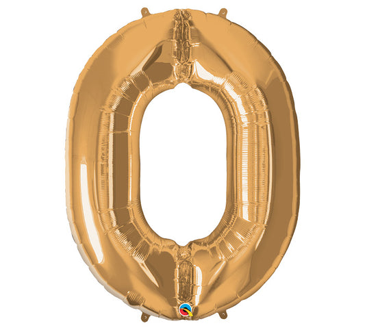 34" Gold Number 0 Foil Balloon