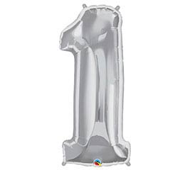 34” Silver Number 1 Foil Balloon