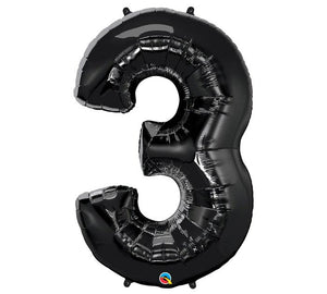 34" Black Number 3 Foil Balloon