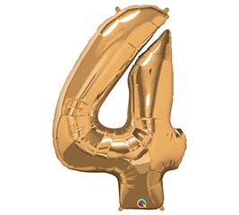 34" Gold Number 4 Foil Balloon