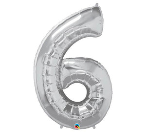 34" Silver Number 6 Foil Balloon