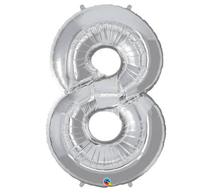 34" Silver Number 8 Foil Balloon