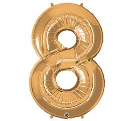 34" Gold Number 8 Foil Balloon