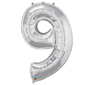 34" Silver Number 9 Foil Balloon