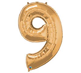 34" Gold Number 9 Foil Balloon