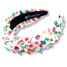 White Satin Headband with Christmas Print
