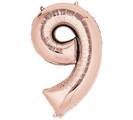 34" Rose Gold Number 9 Foil Balloon