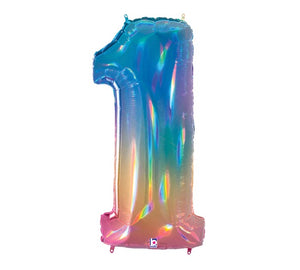 40" Opal Holographic Number 1 Balloon