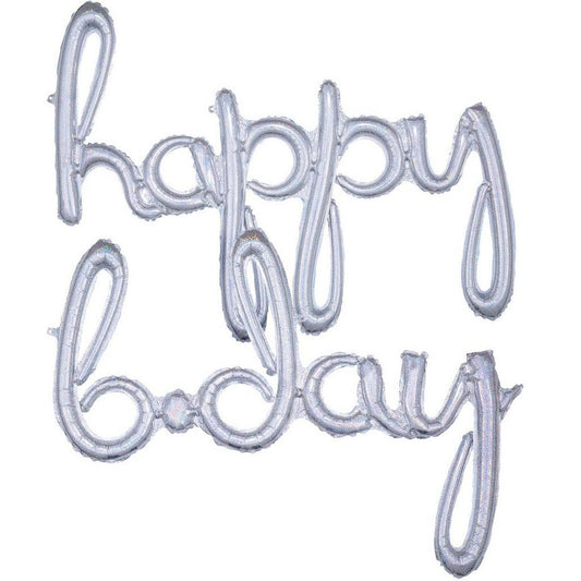 Happy Bday Script Iridescent Foil Balloon
