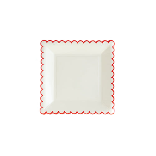 White/Red Scallop Plates
