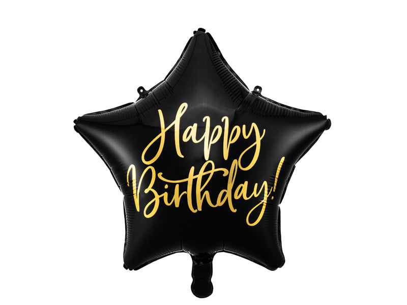 Happy Birthday Black Foil Balloon