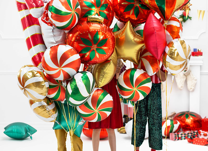 Christmas Bauble with Pionsettia Balloon
