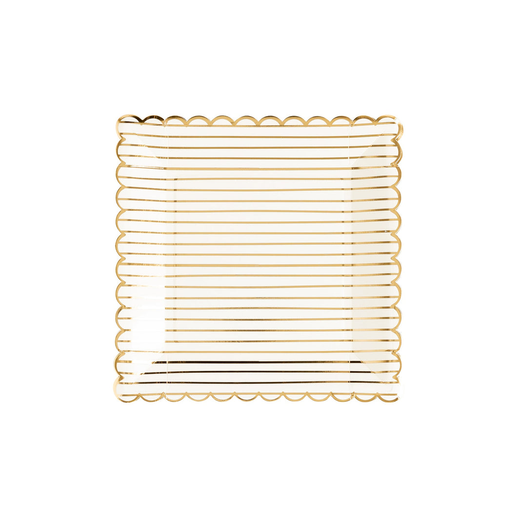 Golden Holiday Gold Stripes Plates